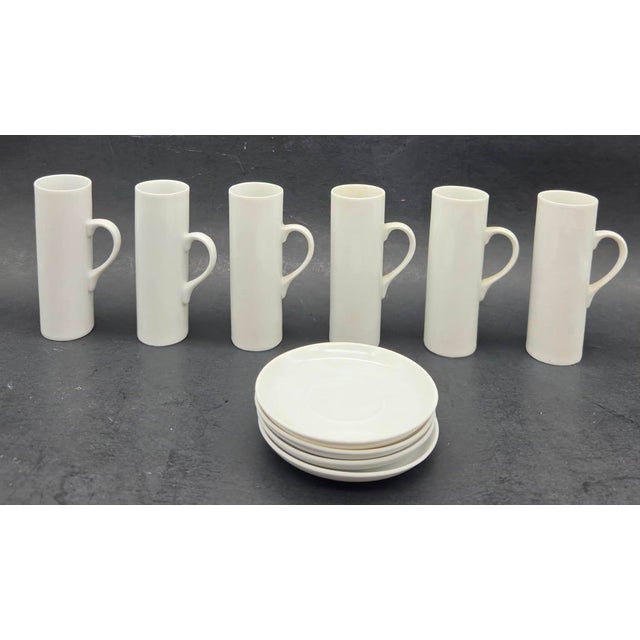 1960s Mid 20th Century Lagardo Tackett White Porcelain Espresso Demitasse Cups, Set of 6 For Sale - Image 5 of 12