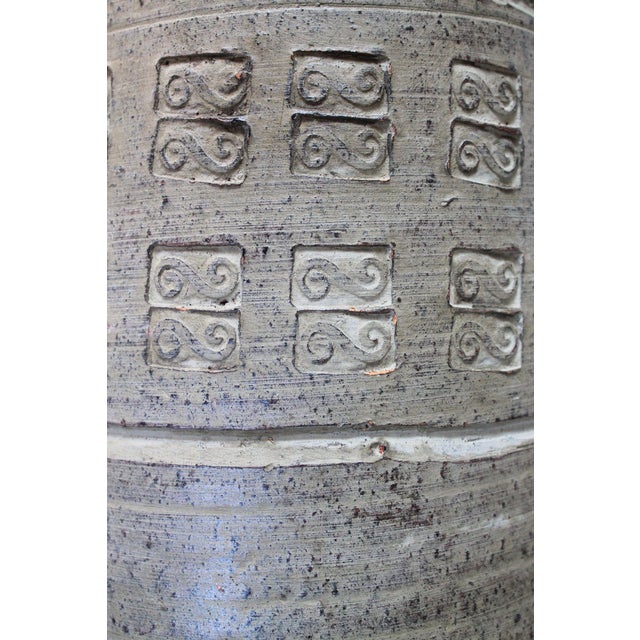 Gray Mid-Century Studio Art Pottery Umbrella Stand For Sale - Image 8 of 8