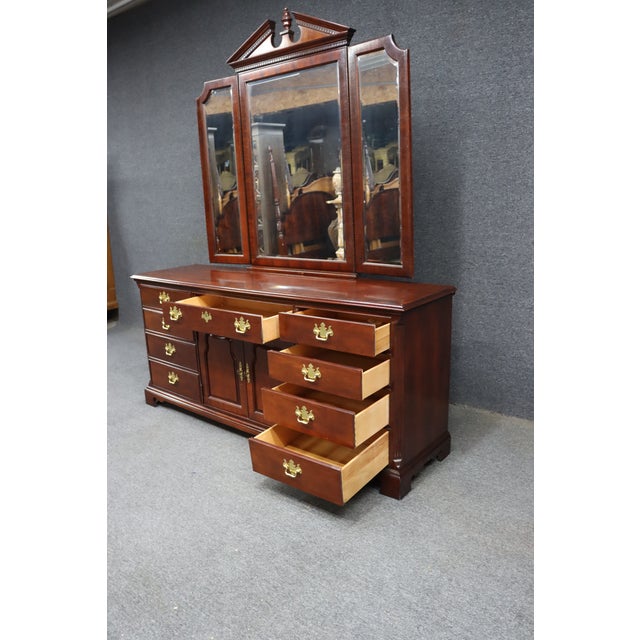 Thomasville Mahogany Triple Mirror Dresser For Sale - Image 10 of 12
