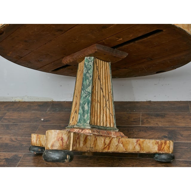 19th Century Italian Faux Painted Center Table with Trompe-l’Œil Marble Finish For Sale - Image 12 of 12