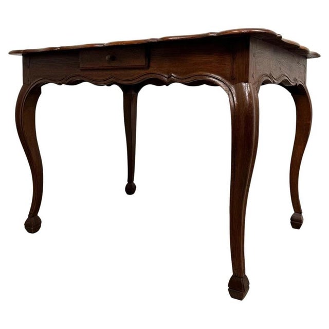 Antique French Oak Writing Table, 1900s For Sale - Image 10 of 12