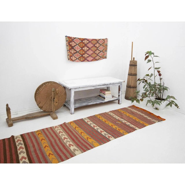 Striped Vintage Turkish Kilim Runner For Sale In Los Angeles - Image 6 of 7