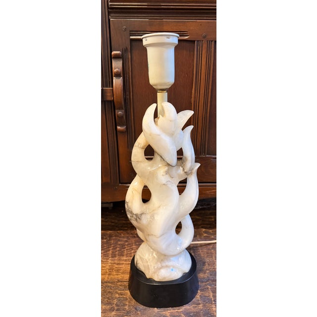 1951 Maurizio Tempestini for Lightolier Alabaster Flame Table Lamps - a Pair For Sale In Dallas - Image 6 of 15