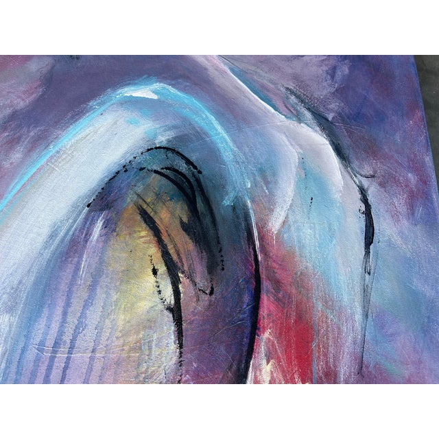 Large Contemporary Abstract Studio Painting on Canvas, 48x36 - Signed For Sale - Image 9 of 11