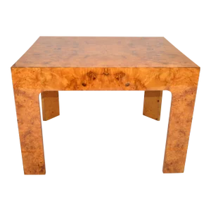Milo Baughman Style Burl Wood Rectangle Coffee End Table Mid-Century Modern 1980
