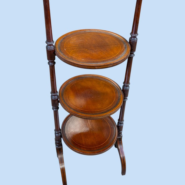 Late 19th Century Late 19th Century Victorian English 3-Tier Cake Stand in Mahogany With Satinwood Stringing For Sale - Image 5 of 13