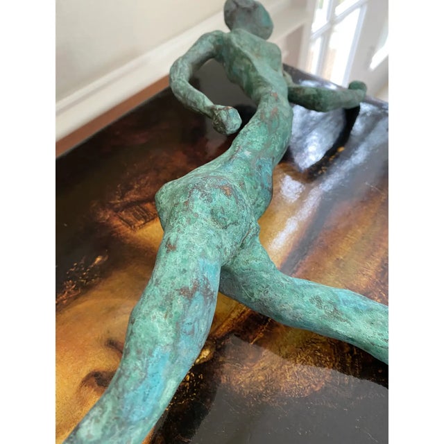 Vintage Bronze 14.5” Brutalist Running Figure For Sale - Image 12 of 16