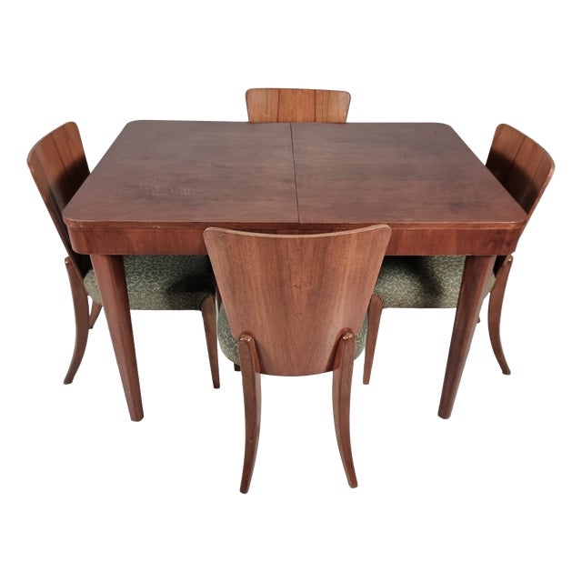 Chairs and Table by Jindřich Halabala for Up Zavody, 1940s, Set of 5 For Sale