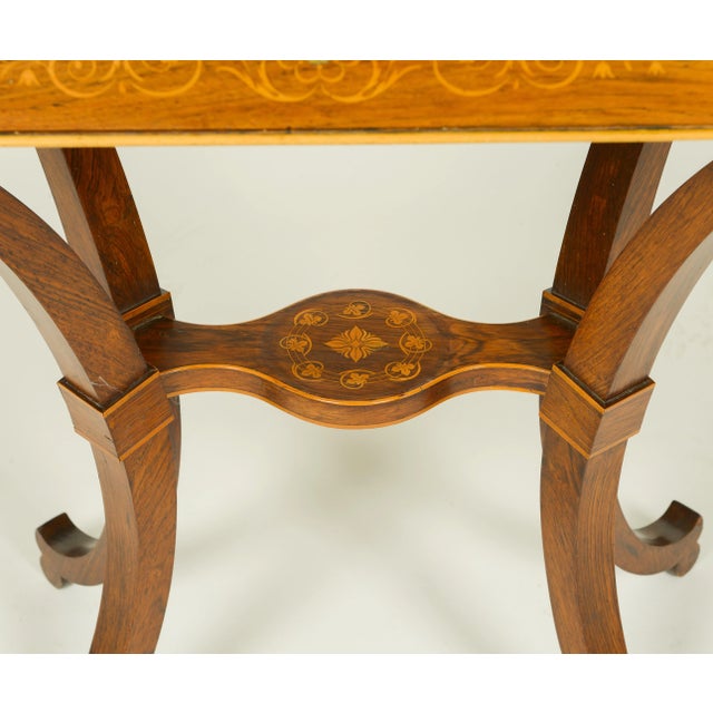 Biedermeier Inlaid Rosewood and Fruitwood Work Table For Sale - Image 10 of 11