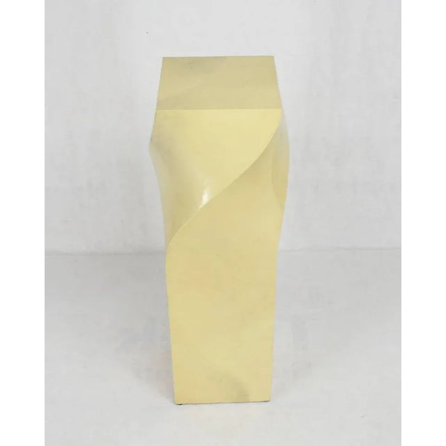 Mid-Century Modern Twisted 14x14 Square Pattern Faux Goatskin Finish Modern Pedestal Stand For Sale - Image 3 of 11
