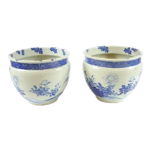18th Century Blue and White Chinese Vases - a Pair