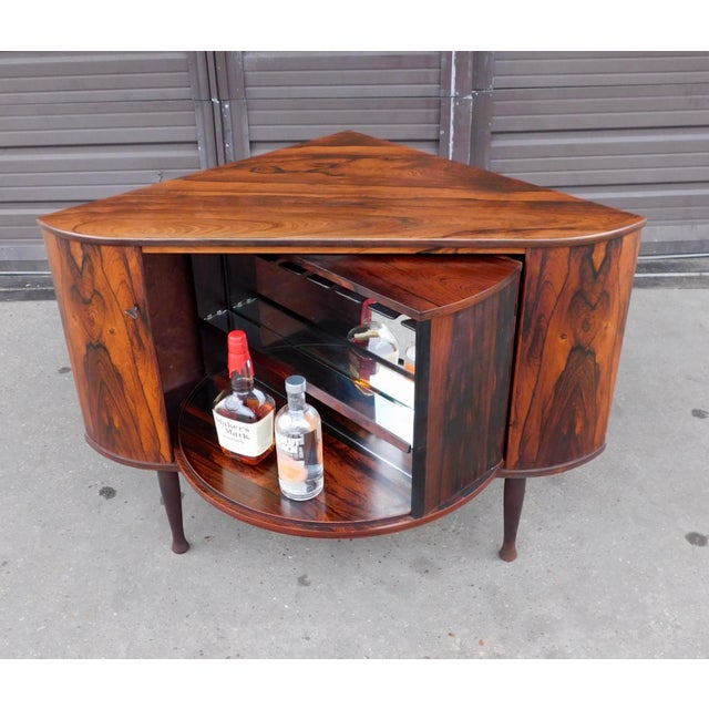 1960s Danish Mid Century Modern Rosewood Speakeasy Corner Dry Bar