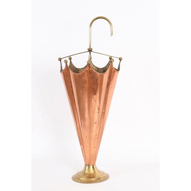 Antique Brass and Copper Umbrella Stand, 1920s For Sale - Image 9 of 16