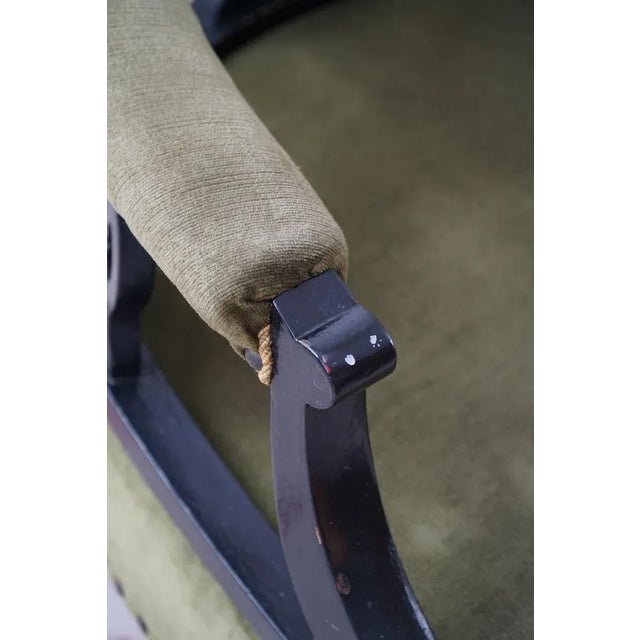 Wood English Victorian Chair in Velvet & Wood, Late 19th Century For Sale - Image 7 of 13