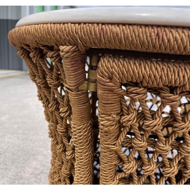 Marzio Cecchi Studio Most Rope Travertine Top Side Tables or Nightstands, a Pair For Sale - Image 9 of 12