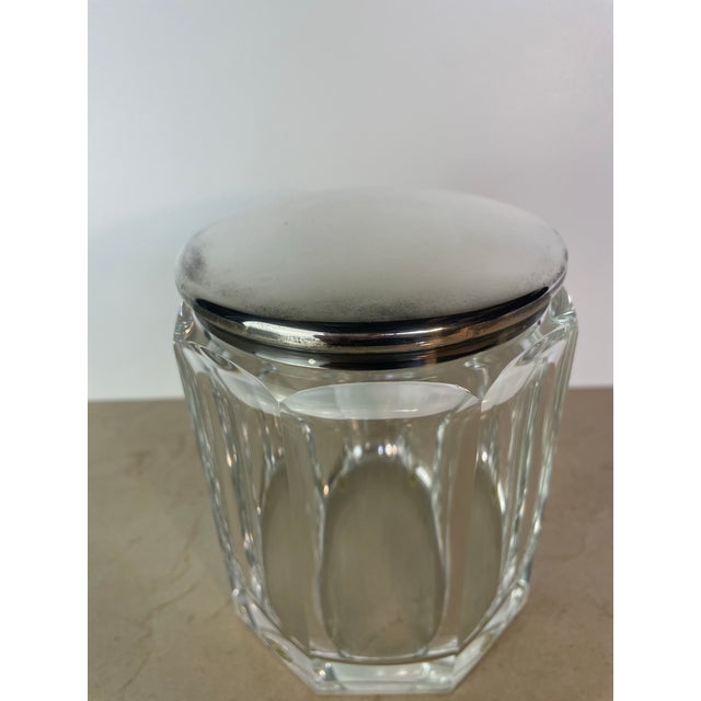 Mid-Century Modern Vintage Plata Lappas Faceted Crystal Jar With Silverplate Lid, Argentina For Sale - Image 3 of 9