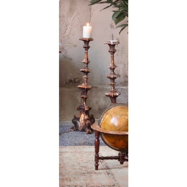 18th C.Italian Church Alter Candlestick Fitted as Floor Lamp, Needs Lamp Parts, 38” H For Sale - Image 11 of 12