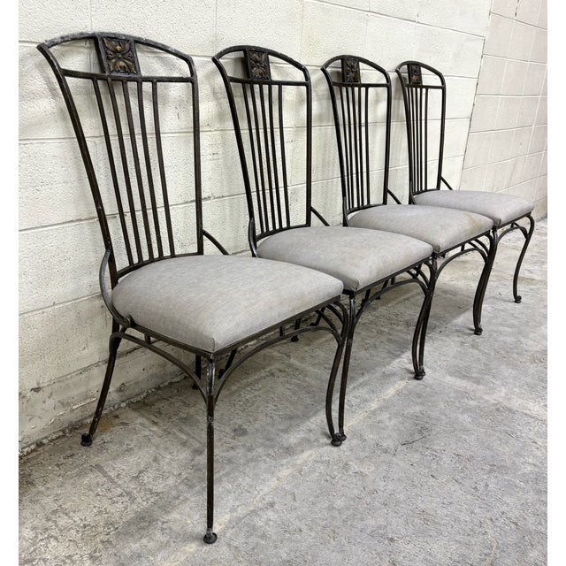 Traditional Vintage Hooker Furniture Wrought Iron Sculptural Patio Chairs - Set of 4 For Sale - Image 3 of 10