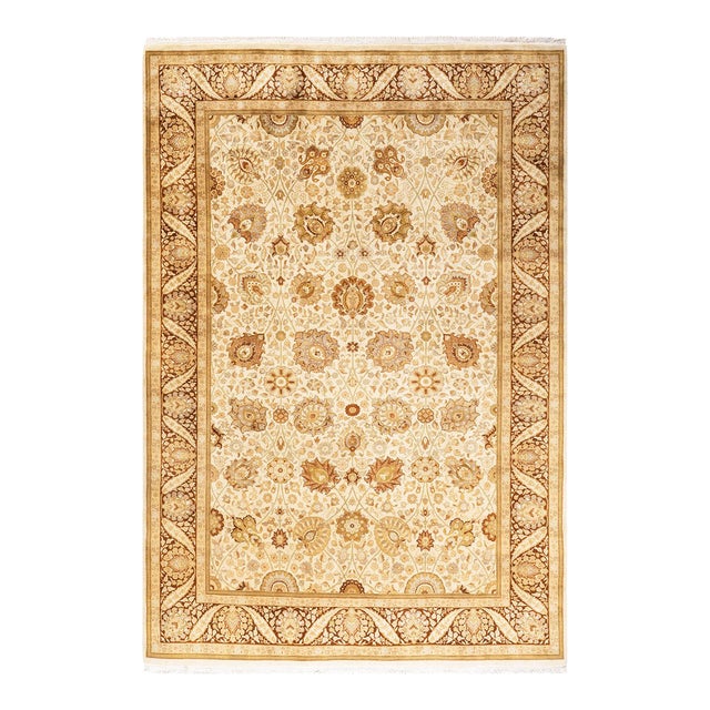Mogul, One-of-a-Kind Hand-Knotted Area Rug - Ivory, 6' 2" x 9' 2" For Sale