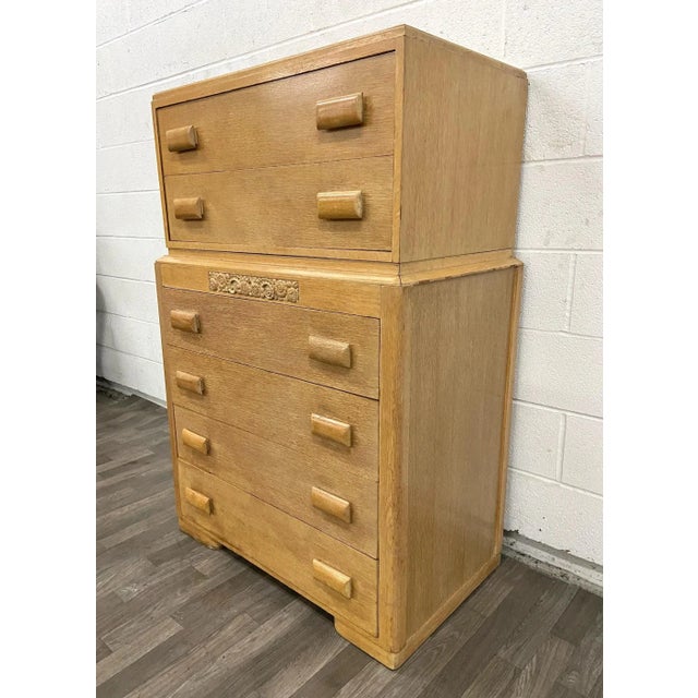 Art Deco Vintage Thomasville Mid Century Blonde Art Deco Style Chest of Drawers For Sale - Image 3 of 13