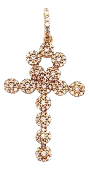 14 Karat Yellow Gold Religious Charm / Pendant With Round Zirconium