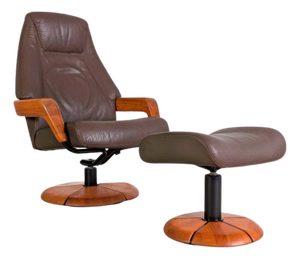 Set of Lounge Chair in Leather with Ottoman from HS Furniture