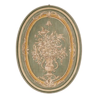Decorative Oval Medallion in Painted Wood, 1890s For Sale