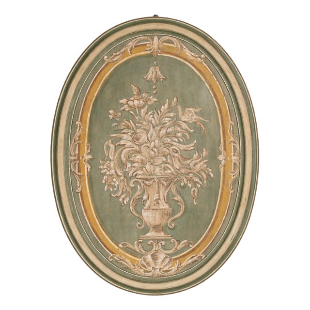 Decorative Oval Medallion in Painted Wood, 1890s For Sale