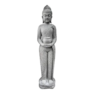 Vintage Standing Stone Garden Buddha W/Pot