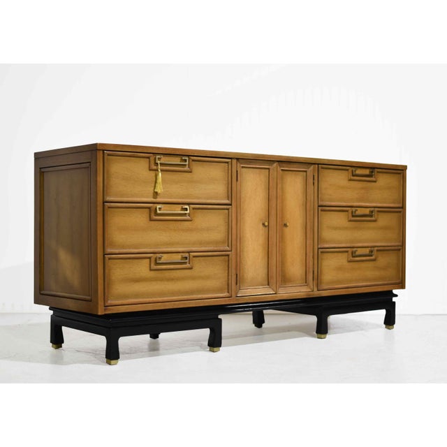 Brown Mid Century Ming Style Lowboy Dresser by American of Martinsville For Sale - Image 8 of 13