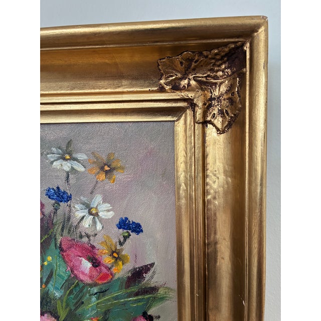 Vintage Original Flower Still Life Oil Painting: Framed Floral Art For Sale - Image 6 of 10