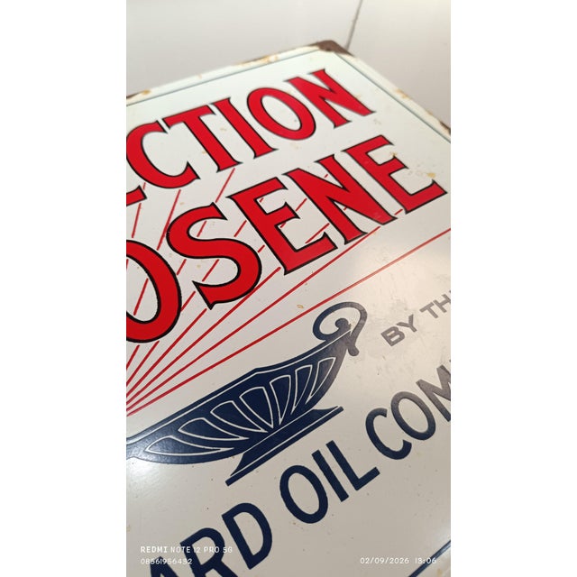 Vintage Perfection Kerosene Standard Oil Metal Sign Advertising Reproduce Steel 1.3mm For Sale - Image 10 of 14