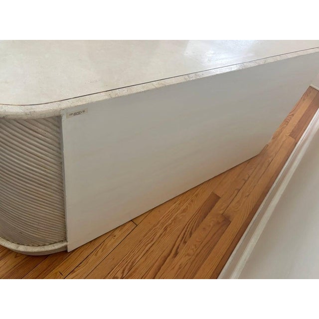 1980s Hollywood Regency Tessellated Stone and Pencil Reed Rattan Credenza For Sale - Image 11 of 14