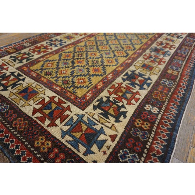 19th Century 1890s Yellow Diamond Antique Caucasian Talish Carpet 3'4" X 7'6" Knotted Wool Rug For Sale - Image 5 of 12