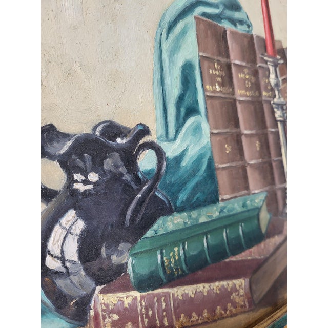 A striking mid-20th-century french impressionistic still life composition depicting an elegant "vanitas" or classical...