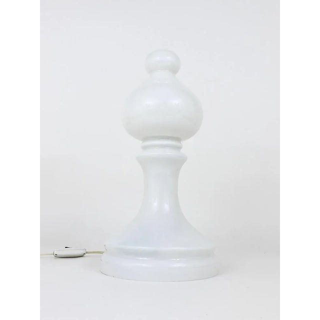 White Glass Bishop Chess Lamp from Ivan Jakes, Czechoslovakia, 1970s For Sale - Image 3 of 10