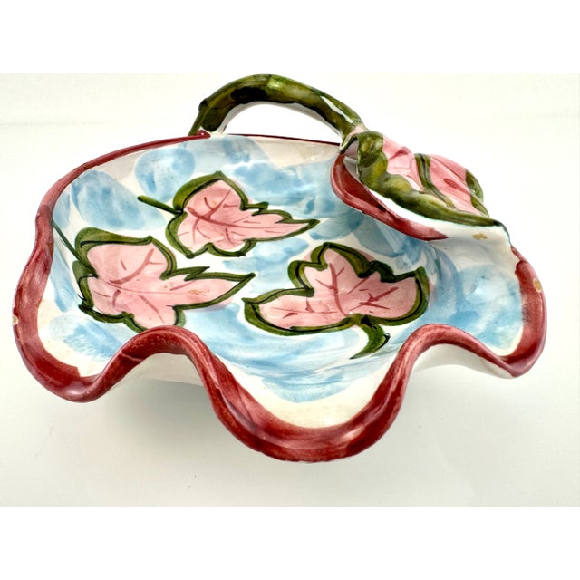 Pink Vintage Italian Hand Painted Decorative Bowl For Sale - Image 8 of 12