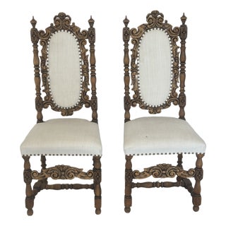 Vintage Pair , Borroque/Renaissance Revival,high Back Dining or Accent Chairs For Sale