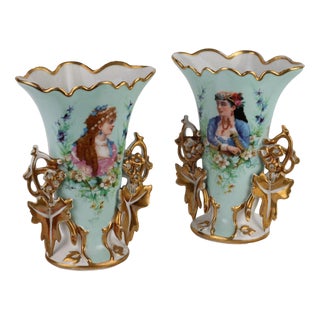 Bouquet Porcelain Vases, Set of 2 For Sale