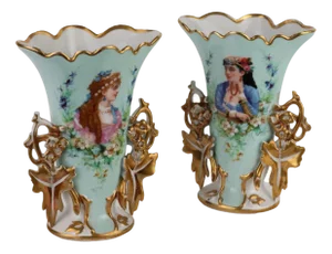 Bouquet Porcelain Vases, Set of 2