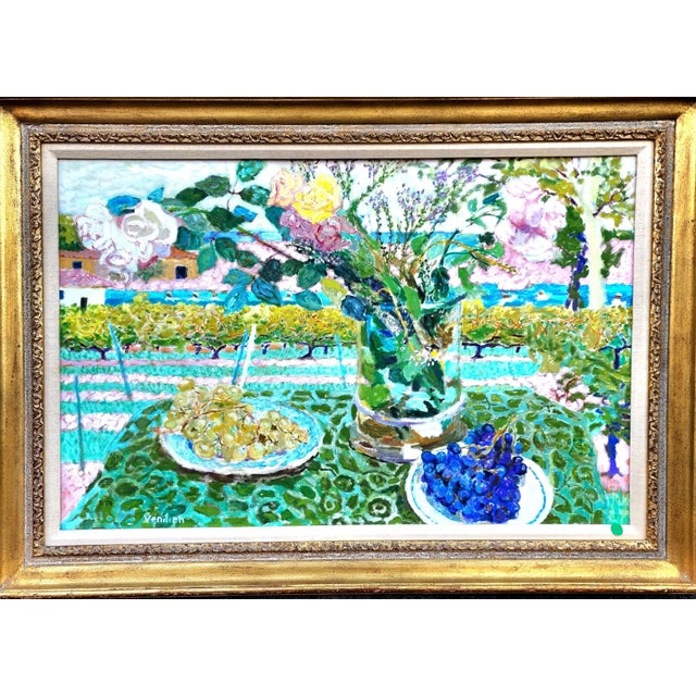 Wood Beautiful "The Roses of the Wine Harvest" French Oil Painting, Framed. For Sale - Image 7 of 10