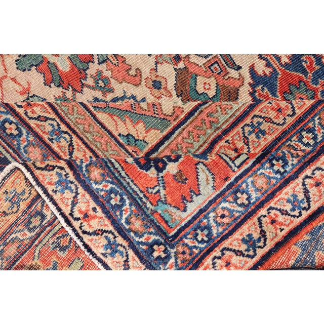 Antique Persian Sultanabad Rug With All Over Sub Geometric Design on Ivory Field 8'6" X11'8" For Sale - Image 10 of 11