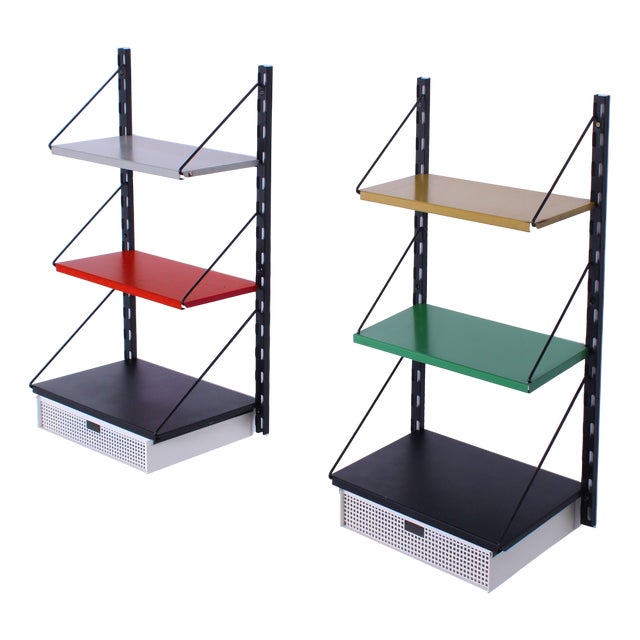 Modular Colored Metal Wall System by Tjerk Reijenga for Pilastro, 1950s, Set of 10 For Sale