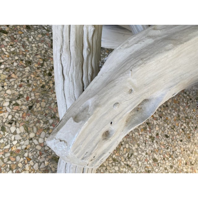 Mid-Century Modern Driftwood Center Table Round Glass Top For Sale - Image 10 of 13