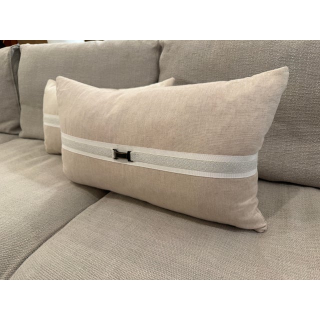 Contemporary Thom Filicia Home Collection Frost Buckle Lumbar Pillows, Pair For Sale - Image 3 of 12