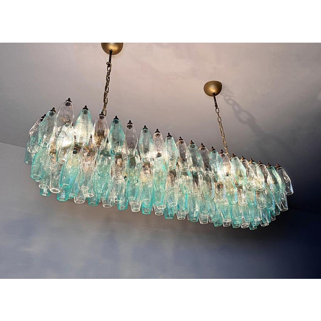 Turquoise and Clear Murano Glass Poliedri Chandelier by Carlo Scarpa For Sale - Image 17 of 18