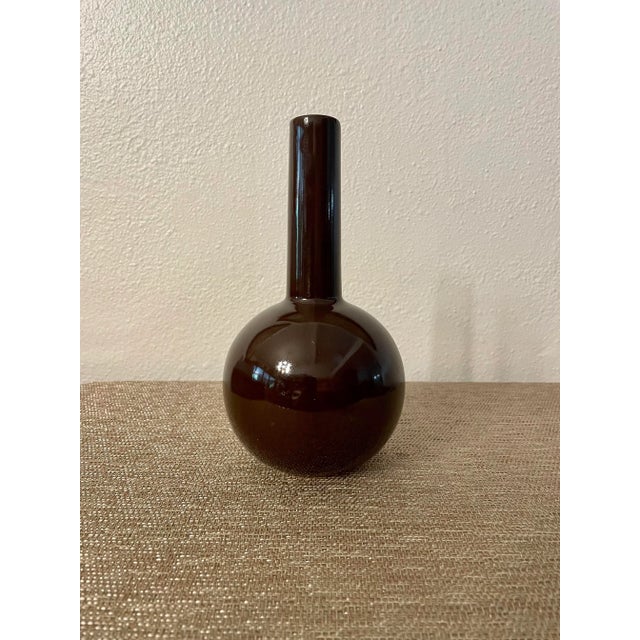 Cool 1970's brown ceramic vase. Made in Italy for Brentano's. It still retains its original sticker.