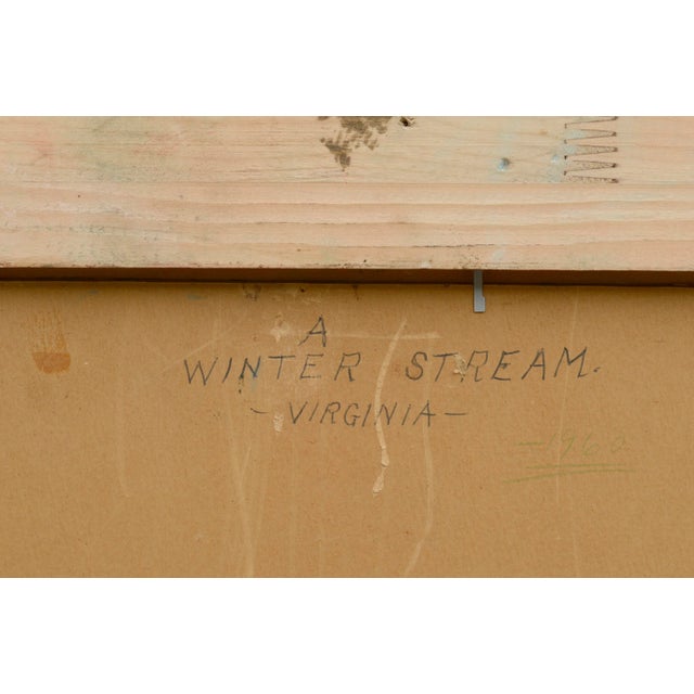 Paper Mid Century Winter Stream Oil Paint Landscape by Lorenz E. Griffith For Sale - Image 7 of 8