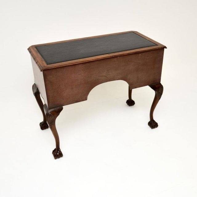 Figured Walnut and Leather Top Desk, 1900s For Sale - Image 6 of 11