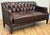 Late 20th Century Vintage Tufted Leather Settee Sofa With Nailhead Trim For Sale - Image 5 of 18